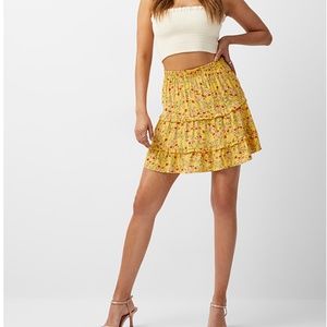 Vero Moda boho yellow, green and red floral ruffled mini skirt NWT